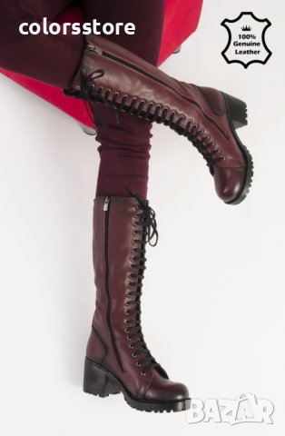 Равни ботуши - бордо ЕСТЕСТВЕНА кожа - 7705, снимка 2 - Дамски ботуши - 32662993
