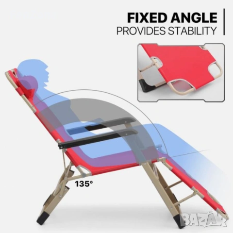 Голям Многофункционален сгъваем шезлонг-стол с възглавничка NS6012, снимка 2 - Градински мебели, декорация  - 54096518