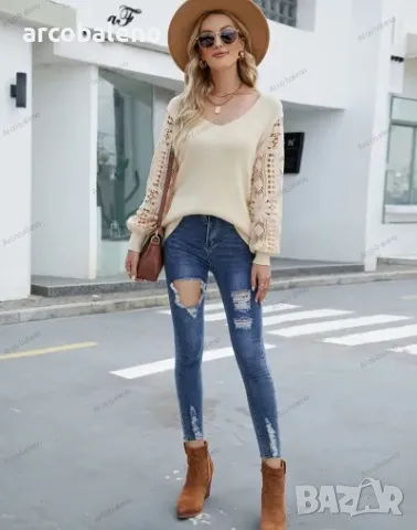 Дамски трикотажен едноцветен пуловер, 5цвята , снимка 9 - Блузи с дълъг ръкав и пуловери - 39132309