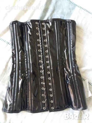 Лачен корсет с двойни метални банели, снимка 5 - Корсети, бюстиета, топове - 47496062