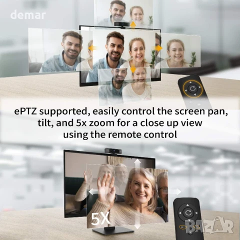 j5create 4K Ultra HD уеб камера с 5-кратно цифрово увеличение и два микрофона,дистанционно (JVCU435), снимка 4 - Други - 50592413