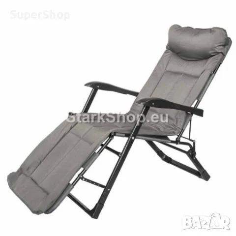 Сгъваем Шезлонг – Походно Легло Сив Цвят метална конструкция