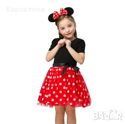 Детски костюм Minnie Mouse Disney, рокля Мини Маус и диадема с ушички и панделка, 150 см, снимка 2 - Детски комплекти - 47767687