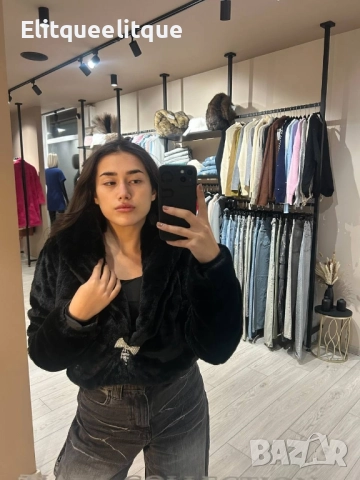 пухено късо палто , снимка 4 - Палта, манта - 52259827