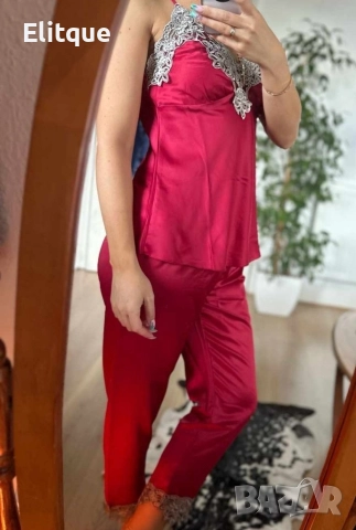 Дамски сатениран комплект за спане от 5 части 