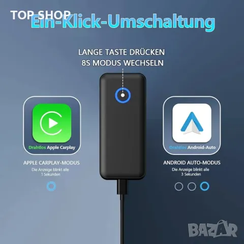 CarPlay Android Auto Adapter за фабричен кабел CarPlay, Plug & Play, снимка 4 - Аксесоари и консумативи - 48777176