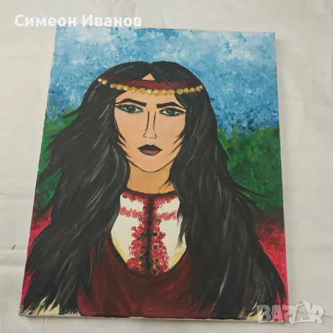 Интересна стара картина на платно SG2010, снимка 2 - Картини - 47576391