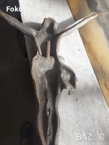 Старо голямо чугунено разпятие Исус Христос кръст религия, снимка 6 - Антикварни и старинни предмети - 51301505