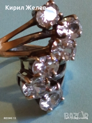 Изящен сребърен пръстен с ювелирно инкрустирани кристали Сваровски 26393, снимка 6 - Пръстени - 52925819