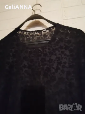 СТРАХОТНА ЕФЕКТНА БЛУЗКА ТЮЛ И КАДИФЕ 2XL, снимка 2 - Туники - 48571489