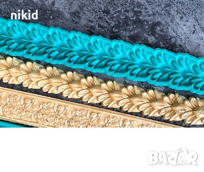 дълъг кант цветя намушкан овес силиконов молд форма декорация торта фондан шоколад дантела борд, снимка 2 - Форми - 37442638