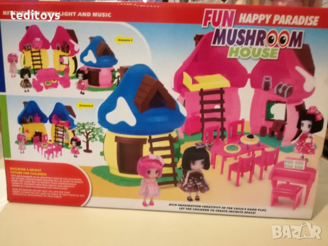 Голяма гъбена къща за кукли с аксесуари, снимка 3 - Играчки за стая - 31107530