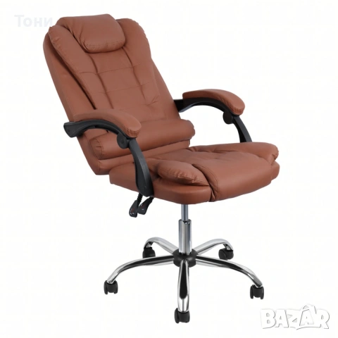 Ергономичен офис стол с лумбална опора от еко кожа – комфорт за дълги часове без болки, снимка 5 - Столове за офис - 53158656