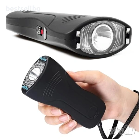 Джобен мощен електрошок кучегон за защита LED фенер за самоотбрана охрана самозащита акумулаторен, снимка 2 - Оборудване и аксесоари за оръжия - 53090598