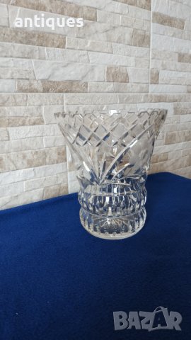Голяма немска кристална ваза с орнаменти - 18см, снимка 4 - Антикварни и старинни предмети - 37441067