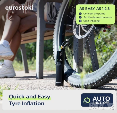 Преносим въздушен компресор Woowind BP188, мини въздушен компресор за гуми, 120PSI, снимка 2 - Аксесоари и консумативи - 50965445