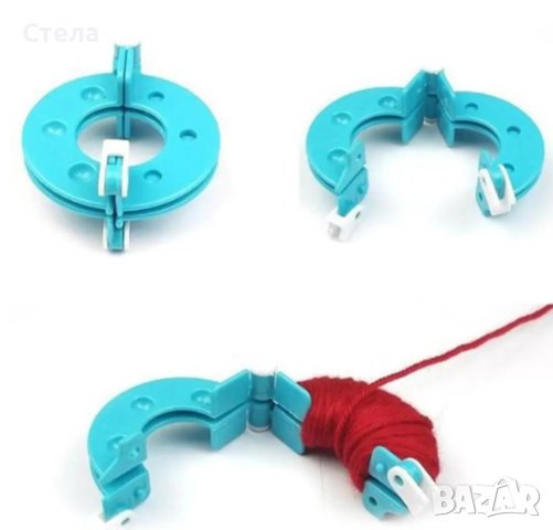 Комплект форми за помпони 4 размери, форми за топки от прежда, помпони за шапки, снимка 4 - Други - 42255377