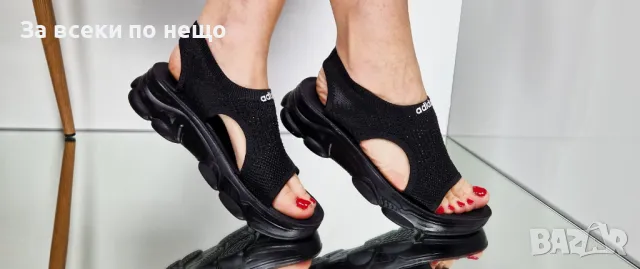 Adidas Дамски Черни Блестящи Сандали Адидас Код P608, снимка 5 - Сандали - 50428051