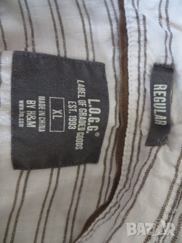 Мъжка риза с дълъг ръкав от лен  H&M L.O.G.G. , снимка 4 - Ризи - 37743272