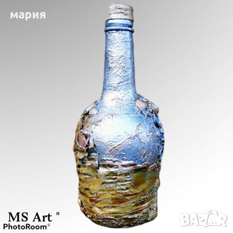 Ръчно декорирана бутилка микс медия!, снимка 4 - Декорация за дома - 28261035