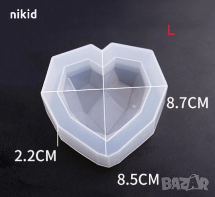 3D 3 размера диамантено сърце силиконов молд форма за фондан тесто гипс глина сапун шоколад смола, снимка 4 - Форми - 32143026