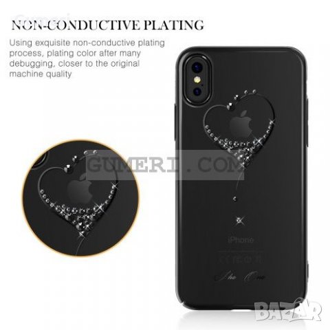 Apple iPhone X / XS  Твърд Кейс - Swarowski Сърце, снимка 3 - Калъфи, кейсове - 31815941