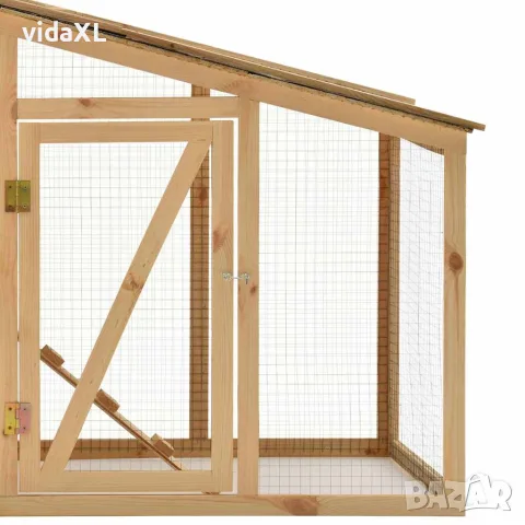 vidaXL Къща за пилета, чам масив, 178x67x92 см, снимка 5 - Кокошки и пуйки - 56146264