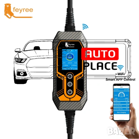 Разпродажба! Преносимо Зарядно Feyree Lion EV-K9 Type 2 / 7kW / APP