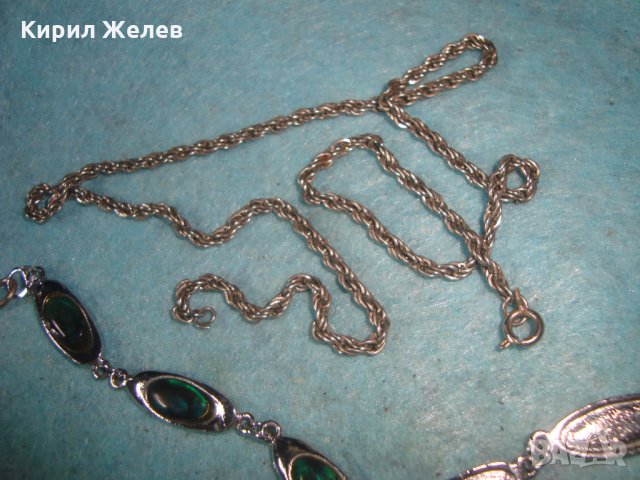 ПОСРЕБРЕН ЛАНЕЗ ВЕРИЖКАРЕТРО ЗДРАВА ПЛЕТКА и СРЕБРИСТА ГРИВНИЧКА със СЕДЕФЕН ЕФЕКТ 27406, снимка 5 - Бижутерийни комплекти - 35100959