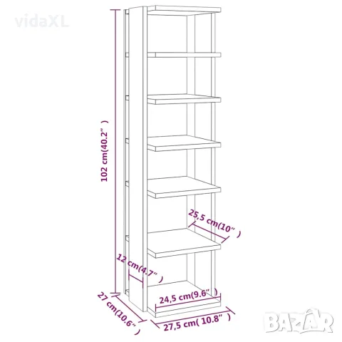 vidaXL Шкаф за обувки, бял, 27,5x27x102 см, инженерно дърво, снимка 7 - Шкафове - 56147849