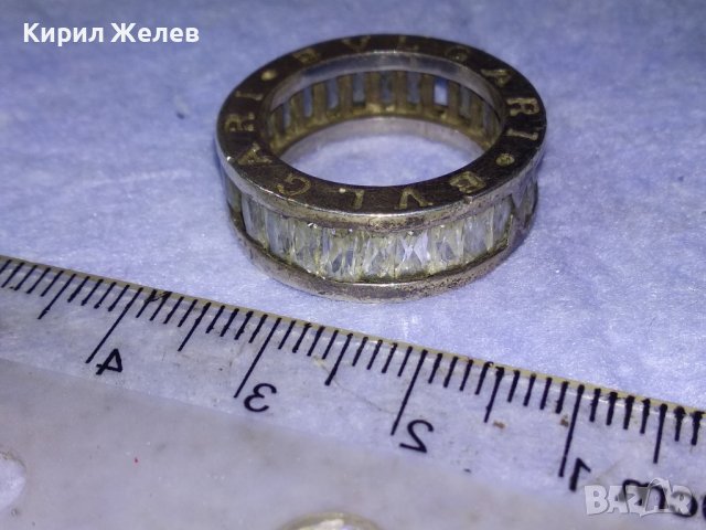 BVLGARI БУЛГАРИ Стар МАРКОВ Скъпоц СРЕБЪРЕН ПРЪСТЕН РОДИРАНО СРЕБРО 925 с ЛАБОРАТЕРЕН МОЙСАНИТ 40627, снимка 11 - Пръстени - 42600605