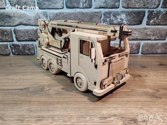 Дървен модел на камион – Кран / Автокран – Craft Camp