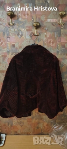 Carla Mosse Creations – късо яке от естествен косъм, бордо/тъмнокафяво, без забележки, снимка 2 - Палта, манта - 53101866