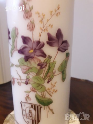 Метален свещник с голяма декоративна свещ, снимка 2 - Декорация за дома - 31672043