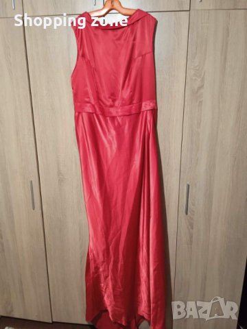 Дълга елегантна бална рокля от червен сатен ХЛ/ХХЛ