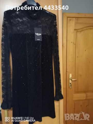 Официална черна рокля с дантела. Чудесна! , снимка 2 - Рокли - 53916601