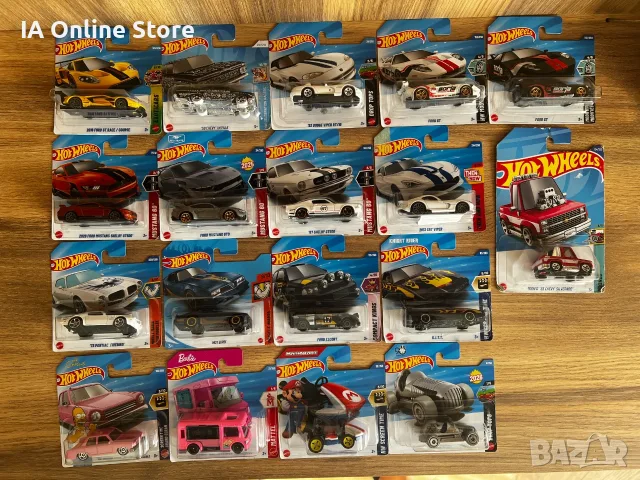 Hot Wheels Ford Mustang; Shelby; GT500; GT; Escort; Viper; Impala; Firebird; Silverado; Simpsons