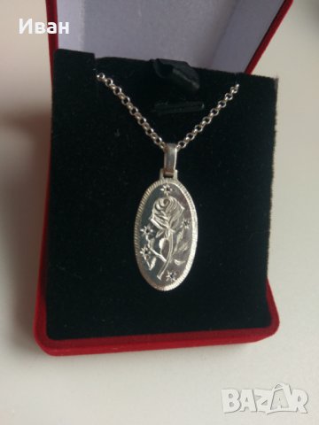 Сребърен медальон роза, снимка 3 - Колиета, медальони, синджири - 31895670