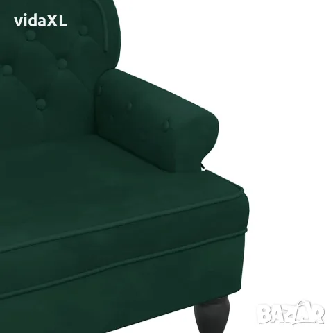 vidaXL Пейка с облегалка, тъмнозелена, 119,5x64,5x75 см, кадифе, снимка 7 - Дивани и мека мебел - 56147408