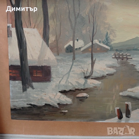 Живопис Картина в рамка зимен пейзаж , снимка 4 - Картини - 53902748