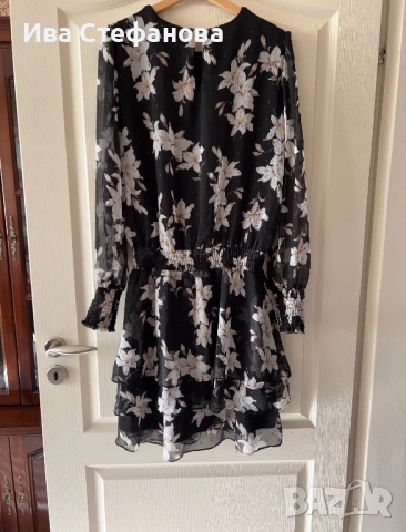 Нова елегантна ежедневна разкошна феерична рокля дълъг ръкав флорален принт цветя , снимка 2 - Рокли - 48039317