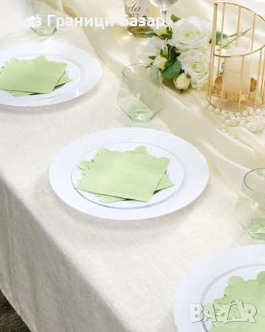 Нови Декоративни салфетки сейдж зелено 100 бр 2-пластови 25x25 за сватба рожден ден, снимка 6 - Декорация за дома - 54045965