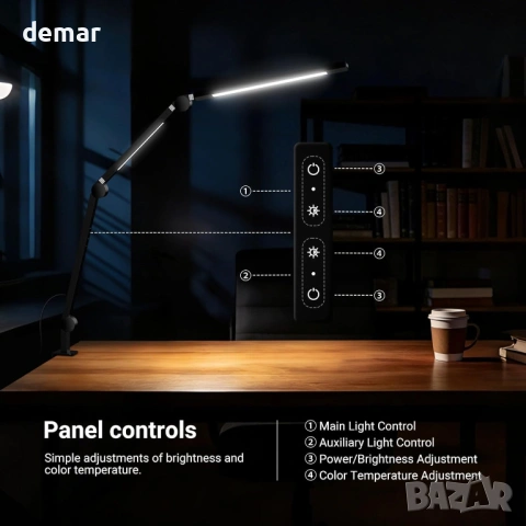 LED лампа NEEWER 108 см с щипка и двойна светлинна лента за бюро, 12W, CRI95+, ME-DL02, снимка 5 - Лед осветление - 54049026