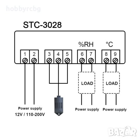 STC-3028, Контролер, температура и влага, влагомер, терморегулатор, 24V, 10A, снимка 7 - Друга електроника - 42906264