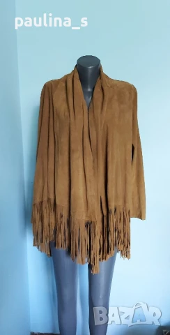 Два броя / Дизайнерско манто тип туника "Uterque", "Unbranded" / Естествен набук , снимка 15 - Палта, манта - 36890137