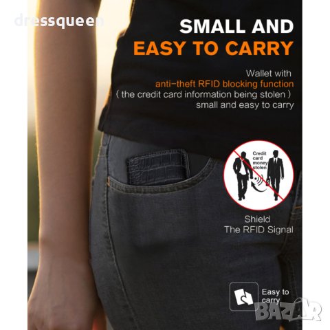 4041 Черен кожен портфейл за кредитни карти със защита, снимка 10 - Портфейли, портмонета - 42167754