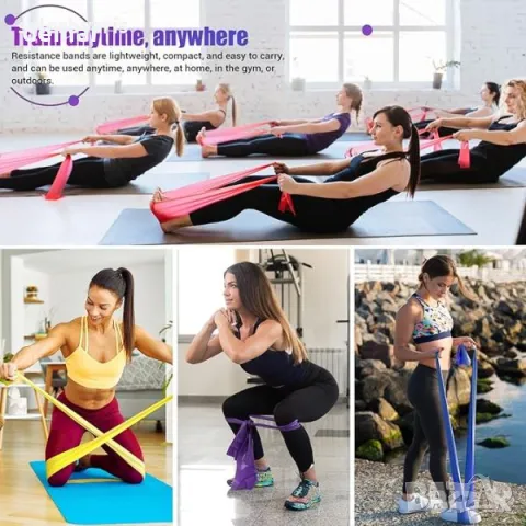 COFOF Стреч ленти за упражнения: Идеални за йога, пилатес и силов тренинг, снимка 4 - Фитнес уреди - 49811921