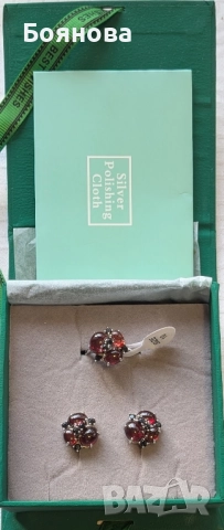 Сребърен комплект от естествен Гранат, снимка 4 - Бижутерийни комплекти - 52289739