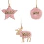 8 броя Дървени пухкави коледни висулки за елха, 6см, Розови, снимка 3