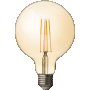 LED Filament Лампа, Топка, Димираща, 4W, E27, 2500K, 220-240V AC, 125mm, Амбър, Ultralux - LFT42725D, снимка 1 - Крушки - 40863822